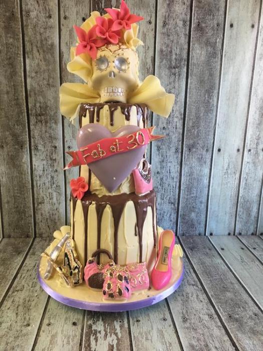 large chocolate skull birthday cake