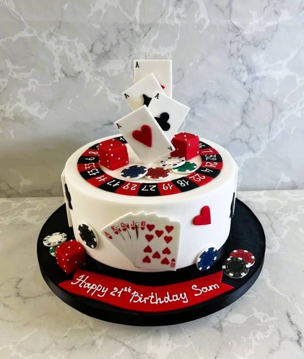 Poker style birthday cake