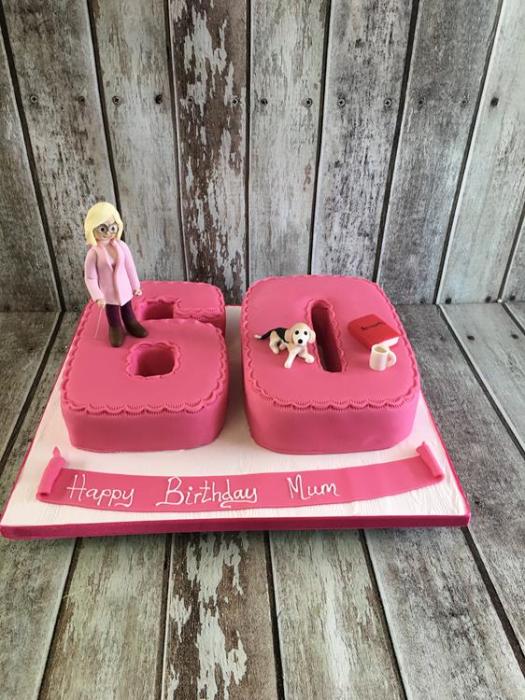 60th shaped numbers birthday cake