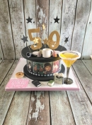 film reel birthday cake  with cocktail glass