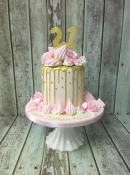 drip pink birthday cake