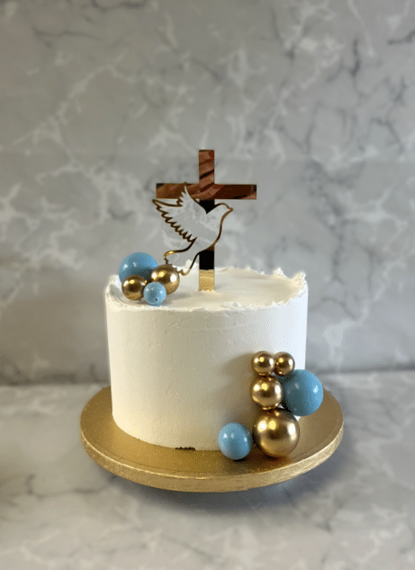 Confirmation-cake-with-Blue-and-Gold-Decoration
