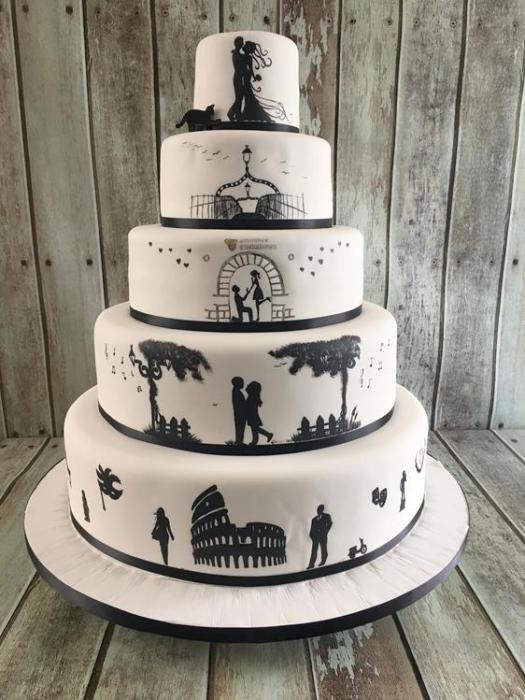 Extra large Hand painted  Silhouette or cut out  storybook wedding cake