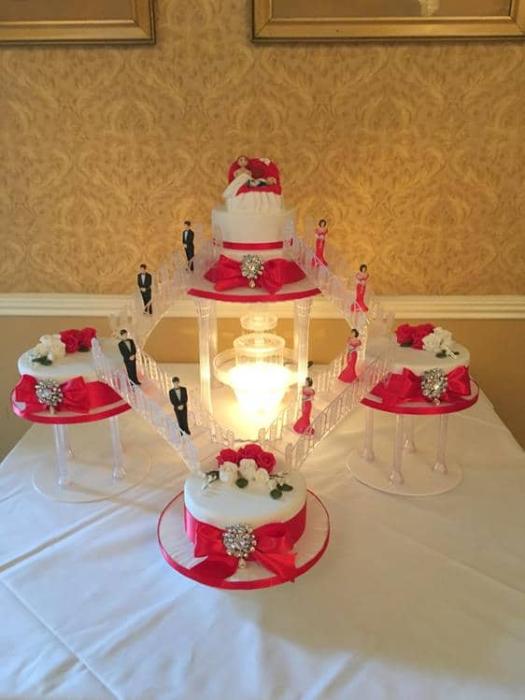 Wedding cake with stairs , bridges and fountain