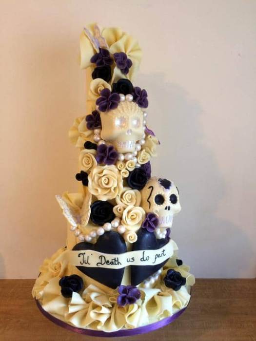 Extra large wedding cake till Death do us part  all decorations made of chocolates in colours of your choice