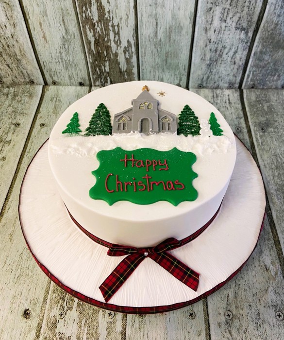 Flat-Christmas-church-cake-
