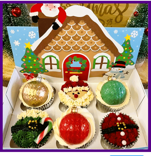 Christmas  cup cakes in presentation box