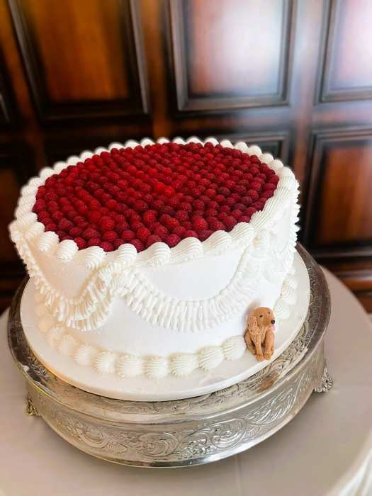 Lambeth-wedding-cake-with-fresh-raspberries-and-sugar-Dog