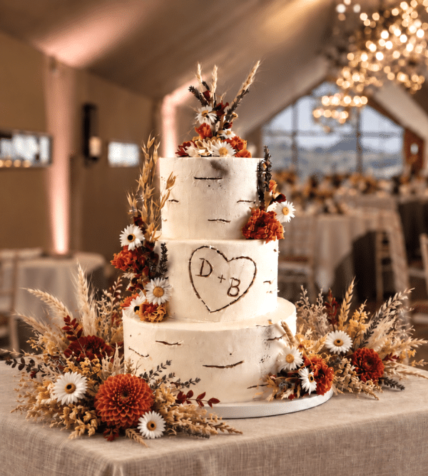 Wedding-cake-with-a-buttercream-Tree-bark-finish-and-Dried-flowers-