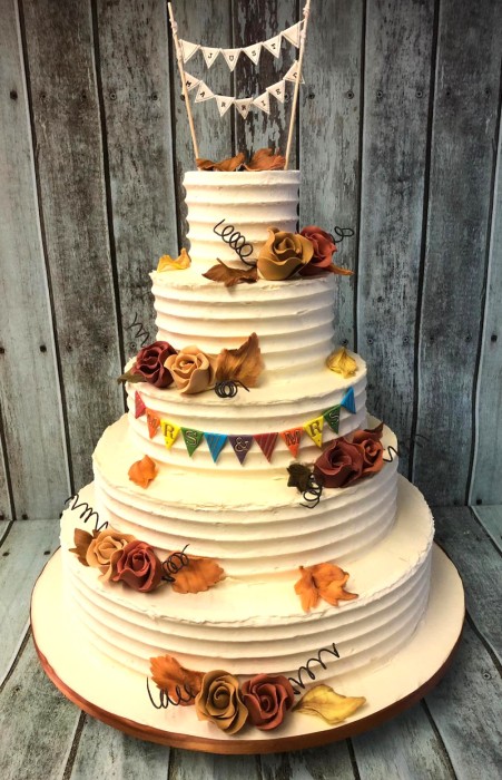 large-combed-buttercream-cake-with-sugar-decorating-and-bunting-