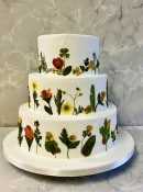 Dried edible flowers and Herbs wedding cake 