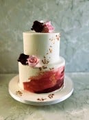 hand-painted-frosting-wedding-cake-with-sugar-flowers-