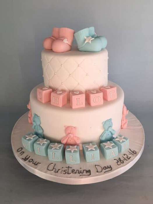 Christening cake for twins 2