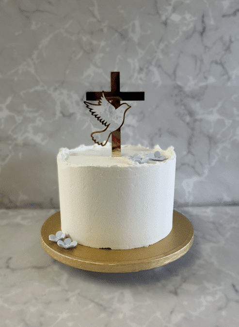 Confirmation-cake-with-Gold-Dove-and-Blue-Blossoms