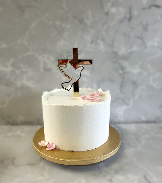 Confirmation-cake-with-Gold-Dove-and-Pink-Blossoms
