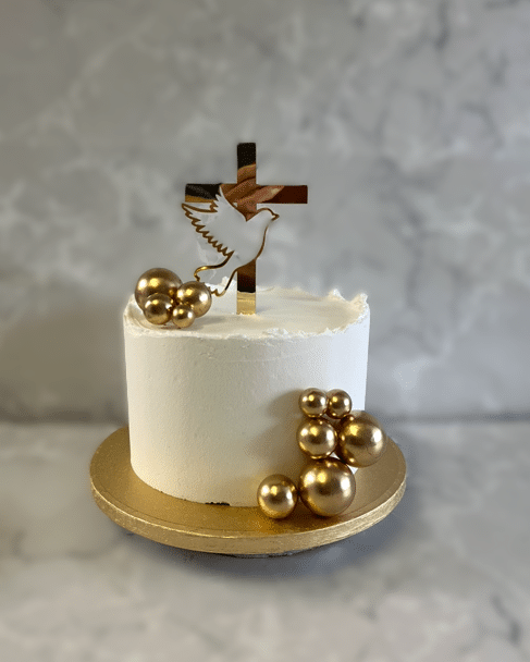 Confirmation-cake-with-Gold-decorations