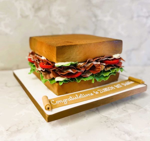 Corporate-cake-for-Zurich-insurance-ireland-BLT-sandwich-cake-