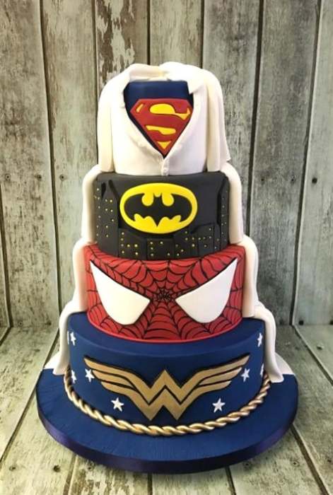 Super hero wedding cake