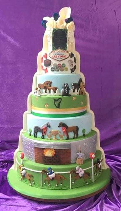 Horses racing  forge wedding split wedding cake