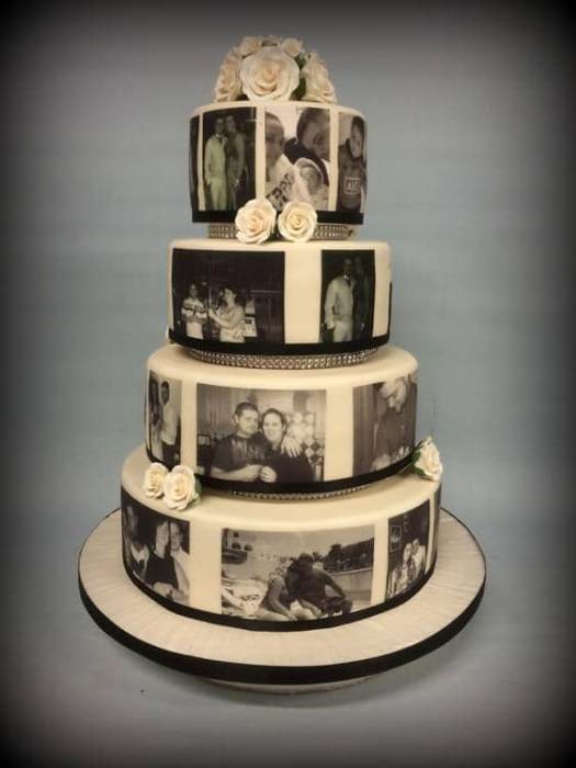 Photo memory wedding cake