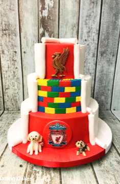 Liverpool wedding cake with Lego