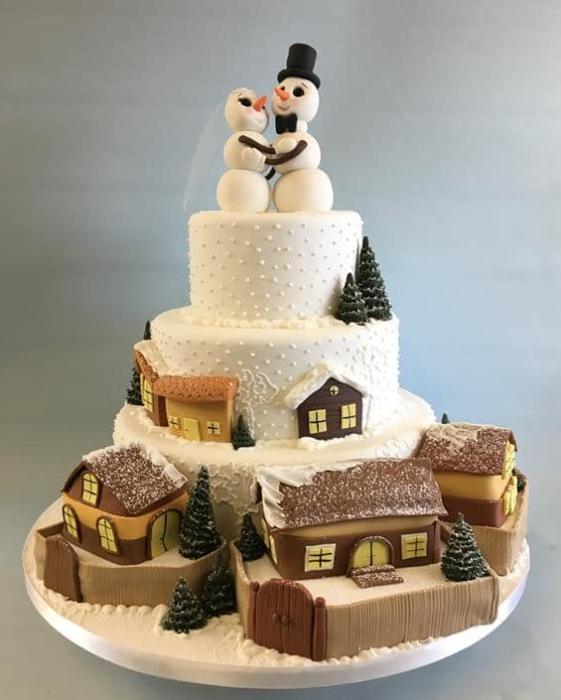 Winter-Scene-wedding-cake