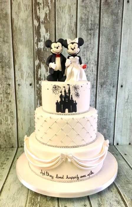 Disney Mickey and Minnie and they lived happily ever after wedding cake