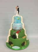 golf  split wedding  cake