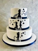 Storybook wedding cake with dates 