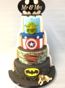 Shrek-and-superhero-wedding-cake-