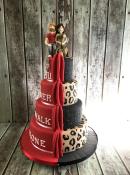 Liverpool and leopard print split wedding-cake