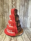 split Liverpool FC chocolate drip split wedding cake