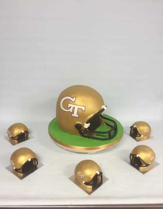 American football helmets cake