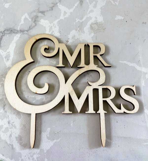 Wooden Mr & Mrs Wedding cake topper