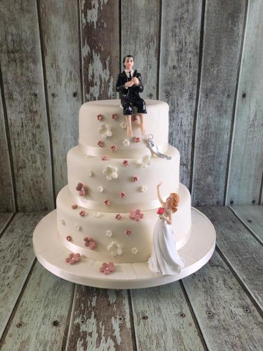 bride and groom  wedding cake topper fishing theme