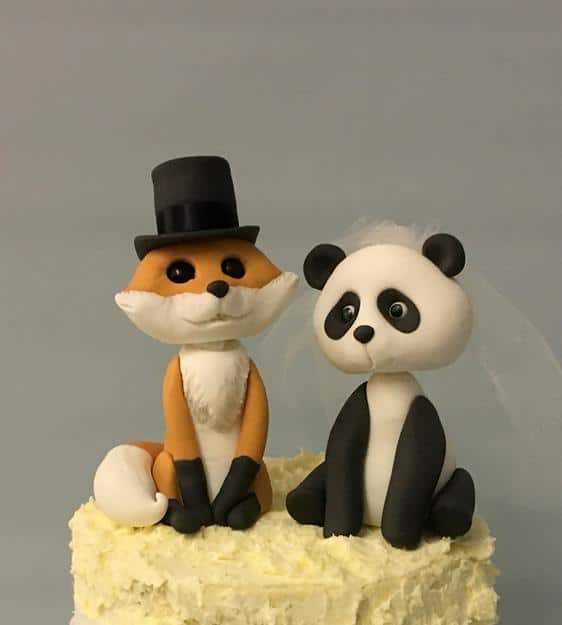 animal bride and  groom  wedding cake toppe