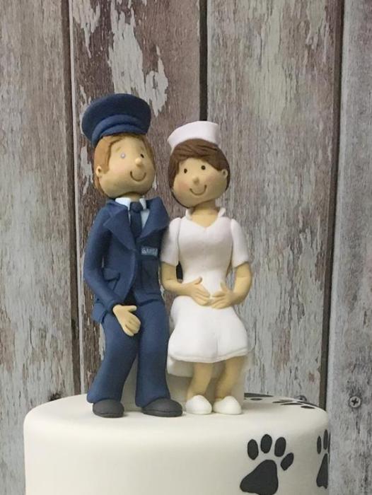 sugar bride and groom wedding cake topper