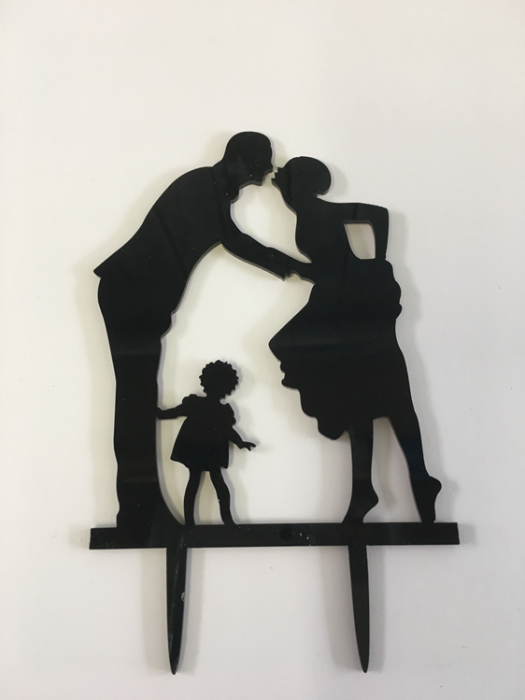 silhouette cake topper bride and groom with girl