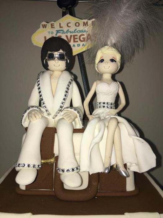 Elvis and the showgirl wedding sugar cake topper