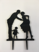 silhouette cake topper bride and groom with girl