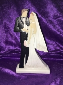 art deco bride and groom wedding cake topper
