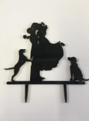 silhouette wedding cake toper bride ,groom and 2 dogs