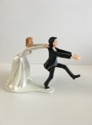 bride chasing after the groom  wedding cake toppe