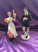 bride and groom   football wedding cake topper