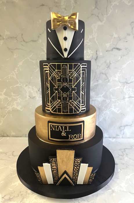 Black and Gold Art Deco wedding cake