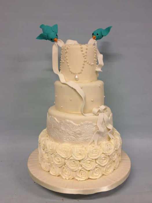 flying birds vintage wedding cake