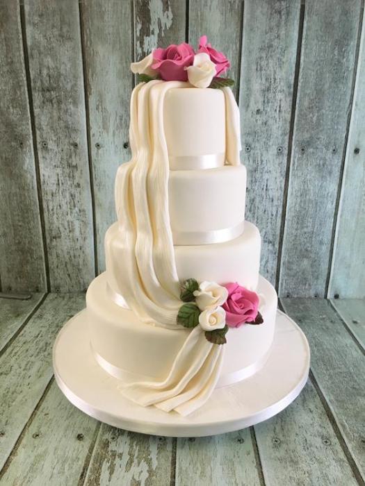satin Drape wedding cake