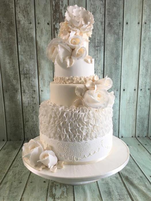 silver sequin ruffles and diamond applique royal icing vintage beautiful ornate specular hand crafted hand painted original design  wedding cake Dublin Ireland bray chocolate red velvet lemon drizzle