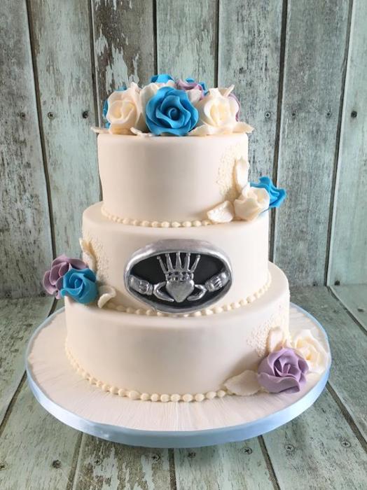 silver sequin ruffles and diamond applique royal icing vintage beautiful ornate specular hand crafted hand painted original design  wedding cake Dublin Ireland bray chocolate red velvet lemon drizzle