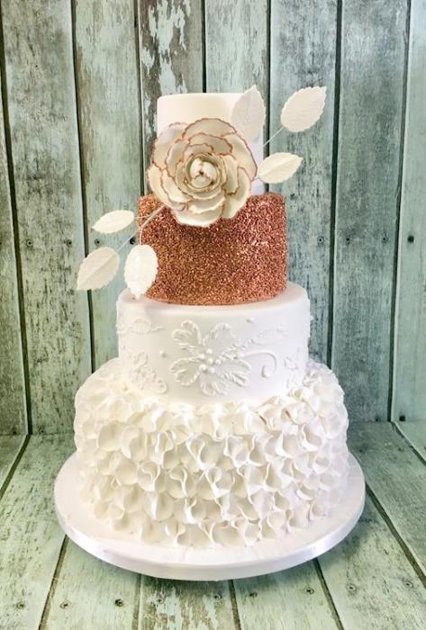 rose gold sequin ruffles wedding cake dublin Ireland bray